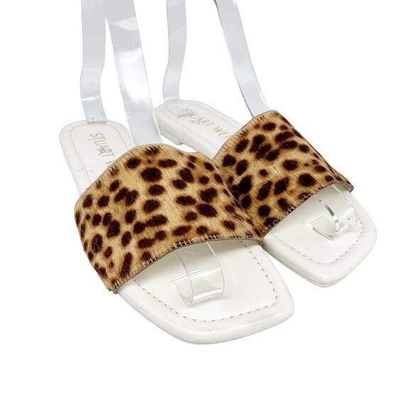 Stuart Weitzman Women's Animal Print Calf Hair Slide Sandals Size 4.5 B - Picture 1 of 13